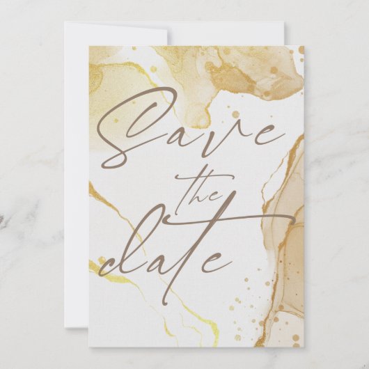 Moderne Waterverf Gold behalve de datum Uitnodigin Kaart (Voorkant)