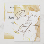 Moderne Waterverf Gold behalve de datum Uitnodigin Kaart (Voorkant / Achterkant)