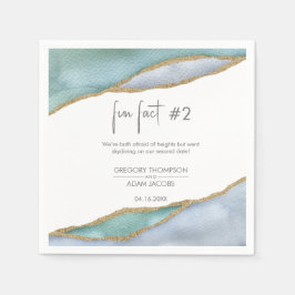 Moderne Waterverf Gold Dusty Blue Fact Wedding Servet