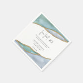 Moderne Waterverf Gold Dusty Blue Fact Wedding Servet (Hoek)