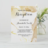 Moderne Waterverf Gold Reception Invitation Kaart (Staand voorkant)