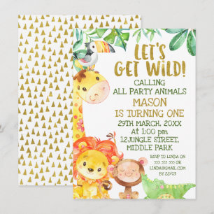 Moderne Waterverf Gold Safari Kaart