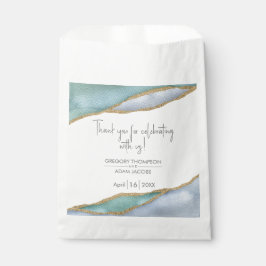 Moderne Waterverf Gold Trim Wedding Treat Bedankzakje