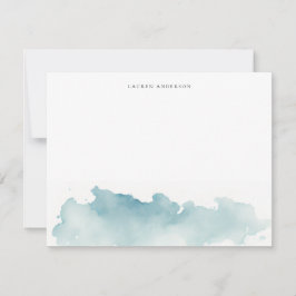 Moderne Waterverf golven Stationery plat Notitiekaartje