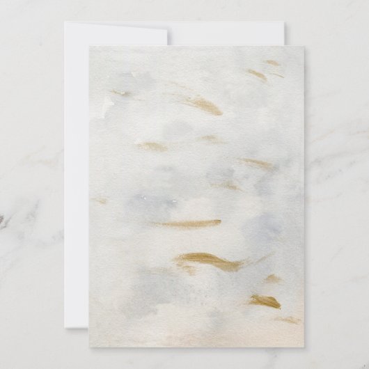Moderne Waterverf Goud Witte Marmeren Trouw Uitnod Kaart (Achterkant)