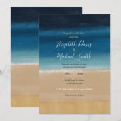 Moderne Waterverf goudblauw strand Kaart (Voorkant / Achterkant)