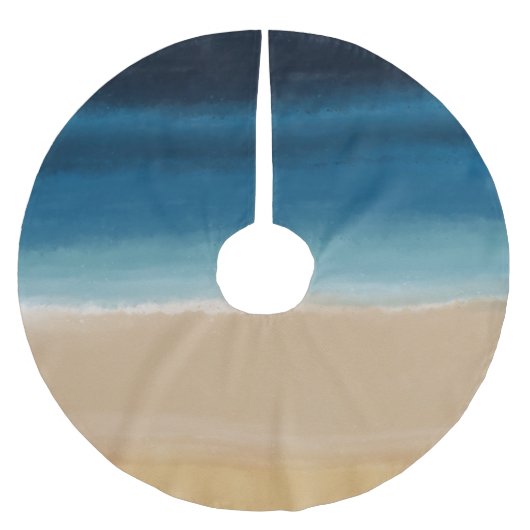 Moderne Waterverf goudblauw strand Kerstboom Rok (Voorkant)