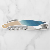 Moderne Waterverf goudblauw strand Kurkentrekker (Achterkant)