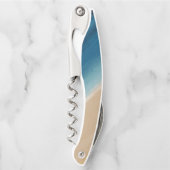 Moderne Waterverf goudblauw strand Kurkentrekker (Voorkant)