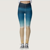 Moderne Waterverf goudblauw strand Leggings (Voorkant)