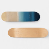 Moderne Waterverf goudblauw strand Persoonlijk Skateboard (Horizontaal)