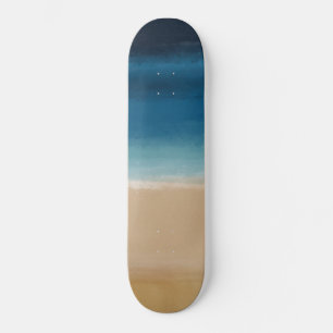 Moderne Waterverf goudblauw strand Persoonlijk Skateboard