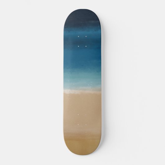 Moderne Waterverf goudblauw strand Persoonlijk Skateboard (Voorkant)