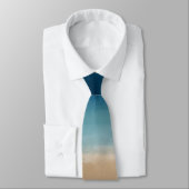 Moderne Waterverf goudblauw strand Stropdas (Gebonden)