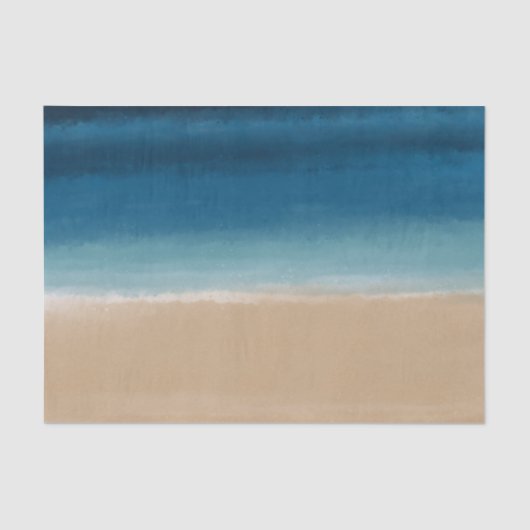 Moderne Waterverf goudblauw strand Tissuepapier (Voorkant)