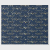 Moderne Waterverf gouden kerst Holly Blue Cadeaupapier (Vlak)