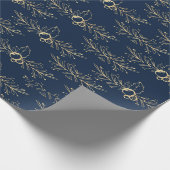 Moderne Waterverf gouden kerst Holly Blue Cadeaupapier (Hoek)