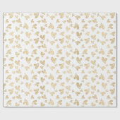 Moderne Waterverf Gouden Kerst Holly Cadeaupapier (Vlak)