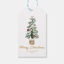 Moderne Waterverf gouden Ornamenten kerstboom