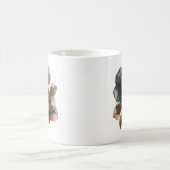 Moderne waterverf goudzwarte en bordeauxrode bloem koffiemok (Center)