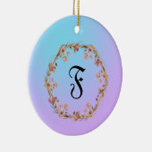 Moderne waterverf gradiëntbloemen Monogram naam Keramisch Ornament (Rechts)