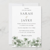 Moderne Waterverf Green Leaf Elegant Wedding Kaart (Voorkant)
