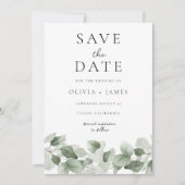 Moderne Waterverf Green Leaf Elegant Wedding Save The Date (Voorkant)
