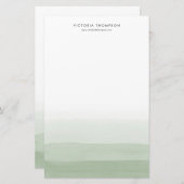 Moderne Waterverf Green Ombre gepersonaliseerd Briefpapier (Voorkant / Achterkant)