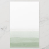 Moderne Waterverf Green Ombre gepersonaliseerd Briefpapier (Achterkant)