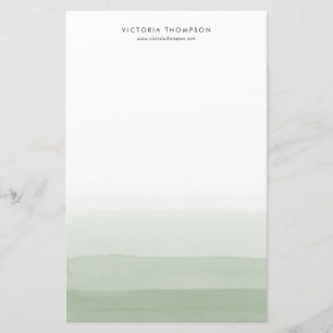 Moderne Waterverf Green Ombre gepersonaliseerd Briefpapier