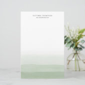 Moderne Waterverf Green Ombre gepersonaliseerd Briefpapier (Staand voorkant)