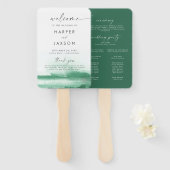 Moderne Waterverf | Green Wedding Programme Hand F Handwaaier (Voorkant en achterkant)