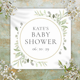 Moderne Waterverf Greenery Baby shower Vierkante Sticker