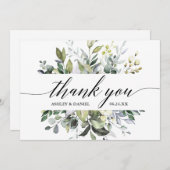 Moderne Waterverf Greenery Calligraphy Wedding Bedankkaart (Voorkant / Achterkant)