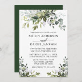 Moderne Waterverf Greenery Calligraphy Wedding Kaart (Voorkant / Achterkant)