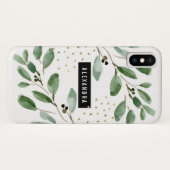 Moderne Waterverf Greenery en Gold Case-Mate iPhone Case (Achterkant (horizontaal))