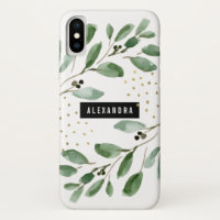 Moderne Waterverf Greenery en Gold
