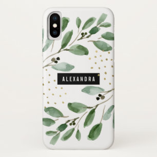 Moderne Waterverf Greenery en Gold Case-Mate iPhone Case