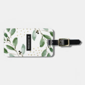 Moderne Waterverf Greenery en Gold | Monogram Bagagelabel (Voorkant horizontaal)