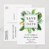Moderne Waterverf Greenery Floral Bewaar de datum Aankondigingskaart (Voorkant / Achterkant)