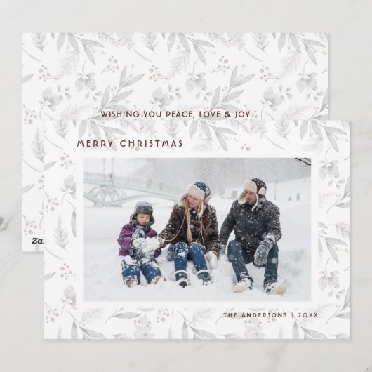 Moderne Waterverf Greenery-fotokerstkaarten Feestdagenkaart (Voorkant / Achterkant)