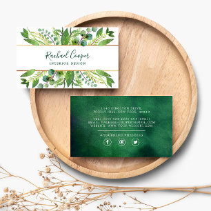Moderne Waterverf Greenery & Gold Foil Visitekaartje