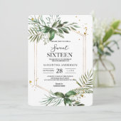 Moderne Waterverf Greenery Gold Lijst Kaart (Staand voorkant)