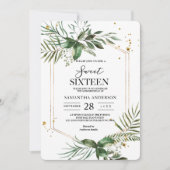 Moderne Waterverf Greenery Gold Lijst Kaart (Voorkant)