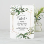 Moderne Waterverf Greenery Graduation Party Kaart (Staand voorkant)