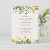 Moderne Waterverf Greenery Leaf & Gold Drups Kaart (Staand voorkant)