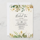 Moderne Waterverf Greenery Leaf & Gold Drups Kaart (Voorkant)