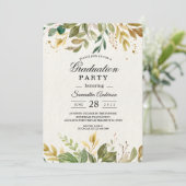 Moderne Waterverf Greenery Leaf & Gold Drups Kaart (Staand voorkant)