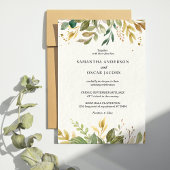 Moderne Waterverf Greenery Leaf & Gold Drups Kaart