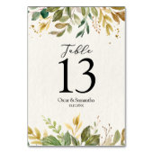 Moderne Waterverf Greenery Leaf & Gold Drups Kaart (Achterkant)